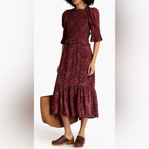 Sea NY Ilana Printed Crepe de Chine Midi Dress | Size M